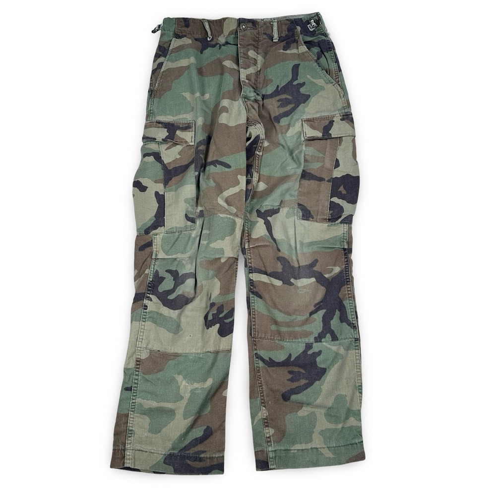 Vintage Military Woodland Camo Cargo Pants Mens 31x29.5 Talon Zipper